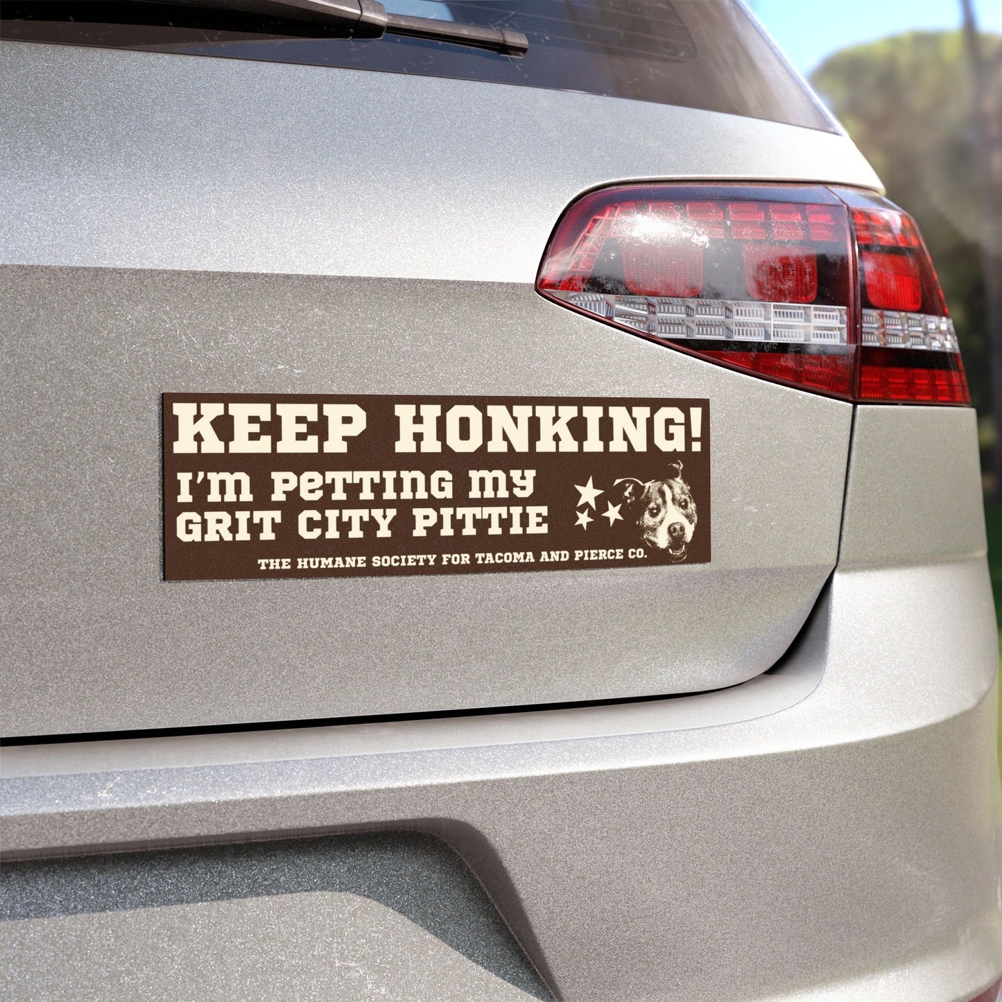 Keep Honking! I'm Petting My Grit City Pittie - Car Magnet